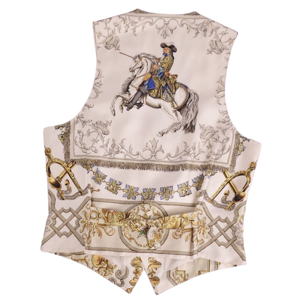美品 エルメス シルク ジレ ベスト マルジェラ期 高級 乗馬 鹿 総柄 希少 HERMES - 美品 Vintage エルメス HERMES ベスト ジレ 総柄