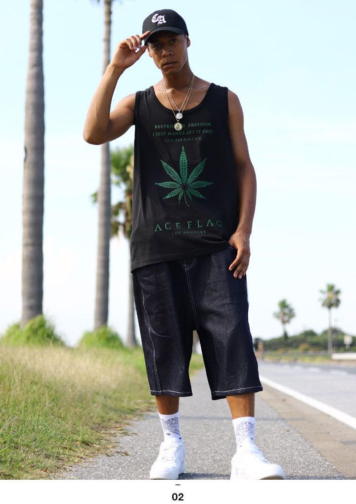 ACE FLAG 上下セット ノースリーブ Tシャツ デニム ハーフパンツ