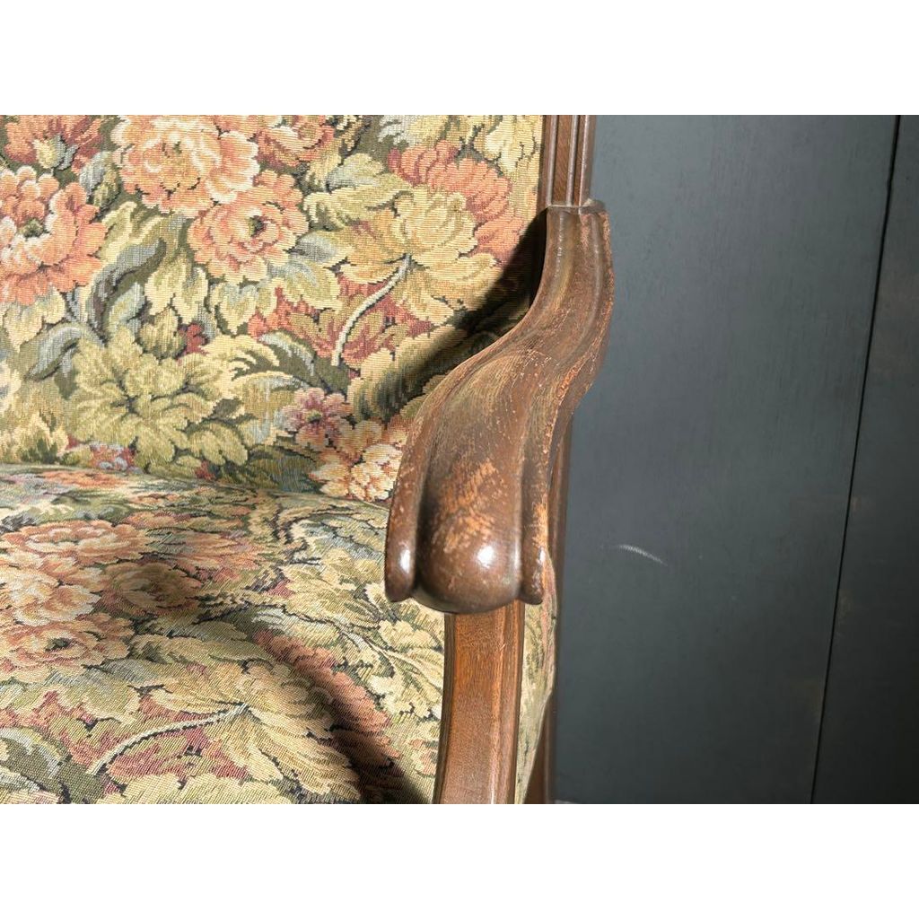 ① ヴィンテージ アンティーク アームチェア ろくろ調 ソファ ゴブラン