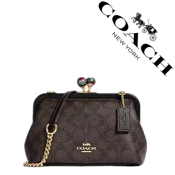 【セール中】COACH コーチバッグ CE617 ブラウンブラックマルチ チェーンバッグ ショルダーバッグ レディースバッグ 2WAYバッグ クロスボディガマ口財布 アウトレット品 保存袋付属 新品未使用