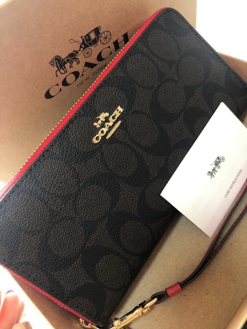 新品 並行輸入品 コーチ COACH 長財布 赤 黒 茶 レディース 財布 小物