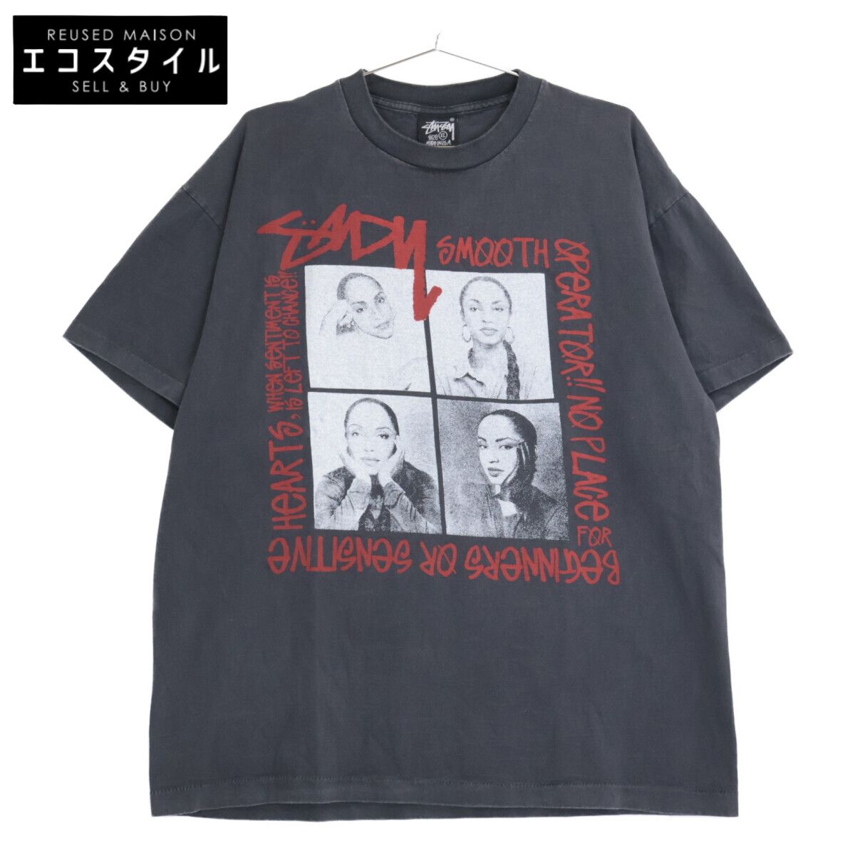 stussy グレーTシャツ XL STUSSY ステューシー ×sade ｸﾞﾚｰ ﾌﾟﾘﾝﾄ 半袖Tｼｬﾂ XL シャーデー t シャツ