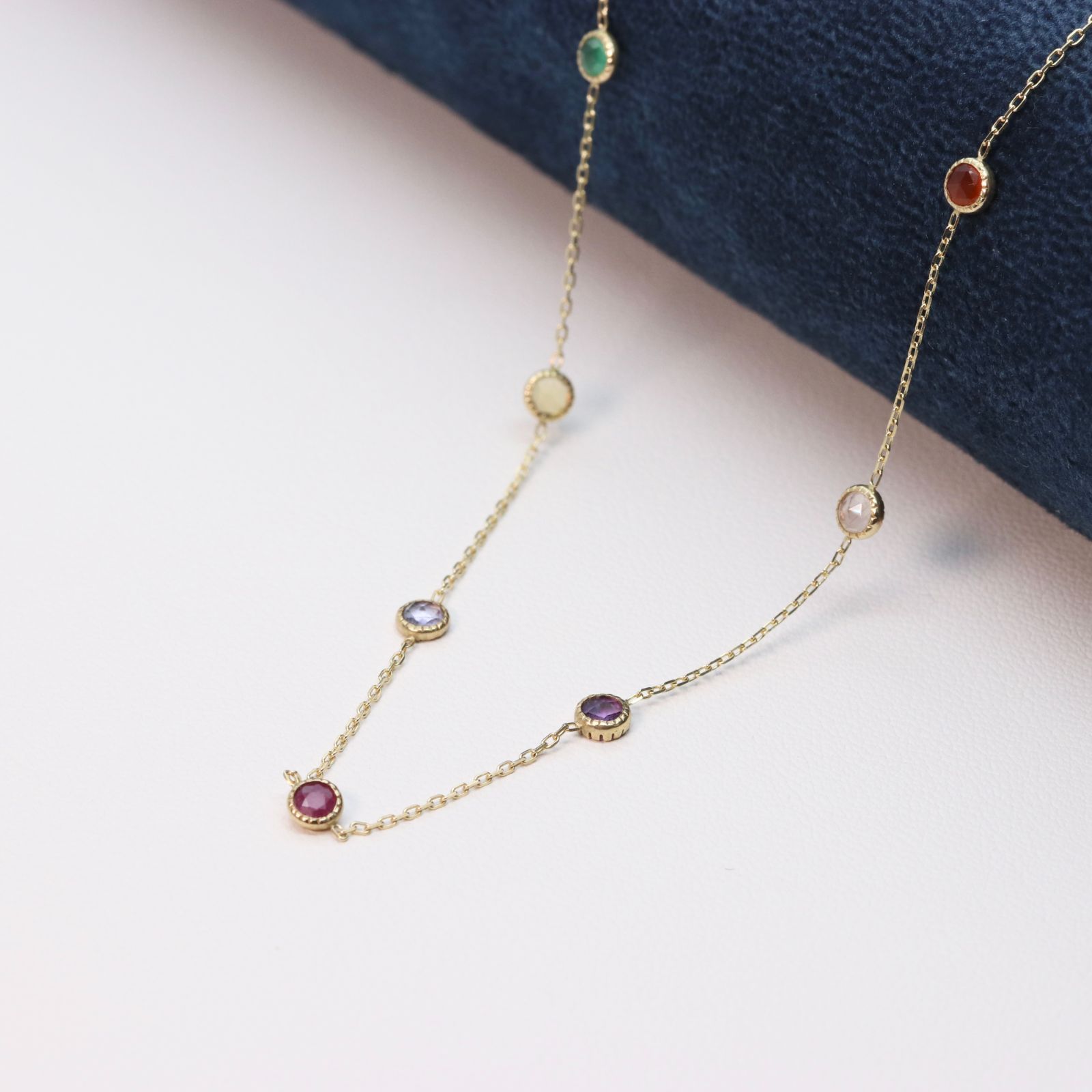 アガット ドリーミー ネックレス K10 マルチカラー 宝石/24-1806  