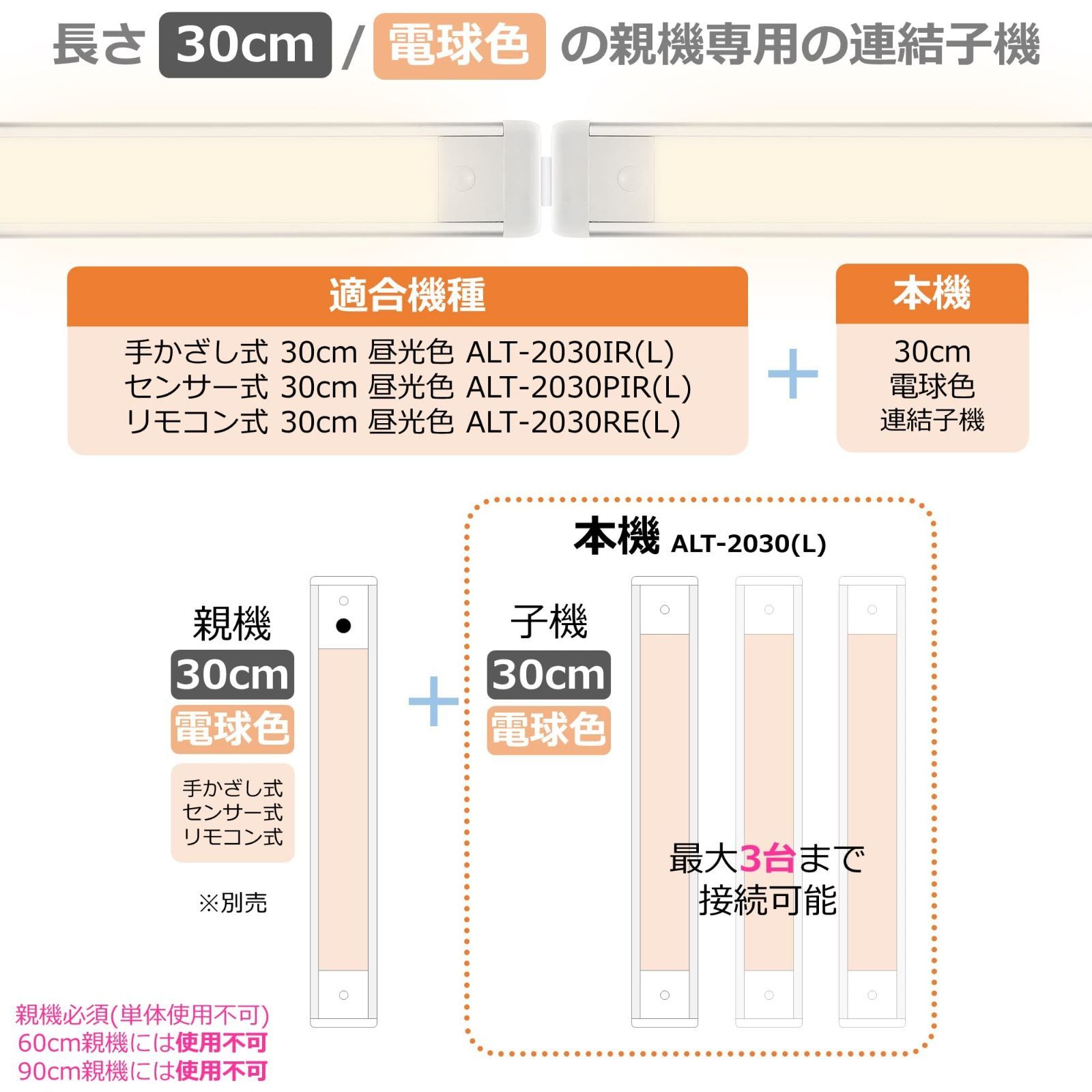 人気商品エルパ ELPA LED多目的灯連結子機 LEDバーライト 電球色相当