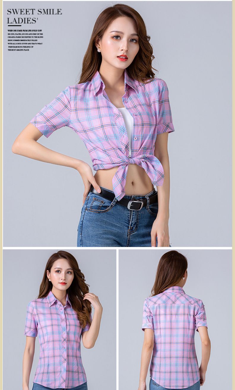 ブラウス シャツ チェックスタンドカラー半袖シャツ レディース トップス チェックシャツ レディース 半袖 夏 シャツ チェック柄