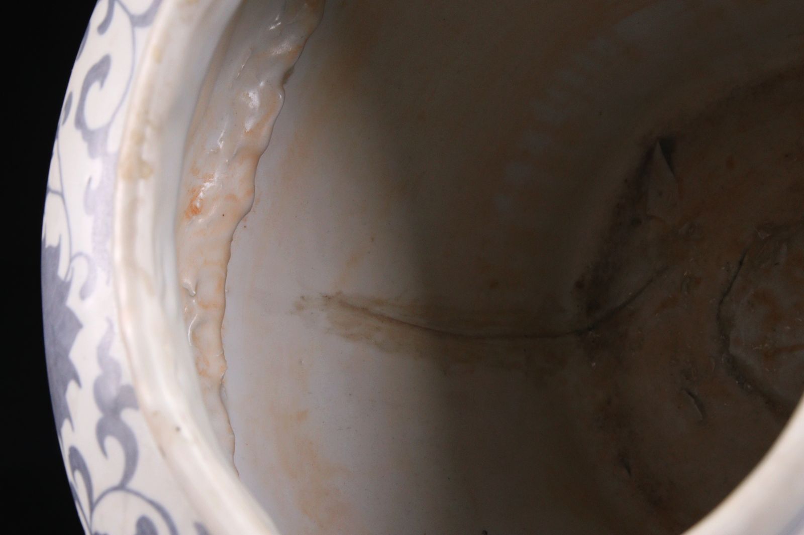 元時代 青花 魚藻文葵口大盤 唐物 箱付き 陶磁器 中国美術