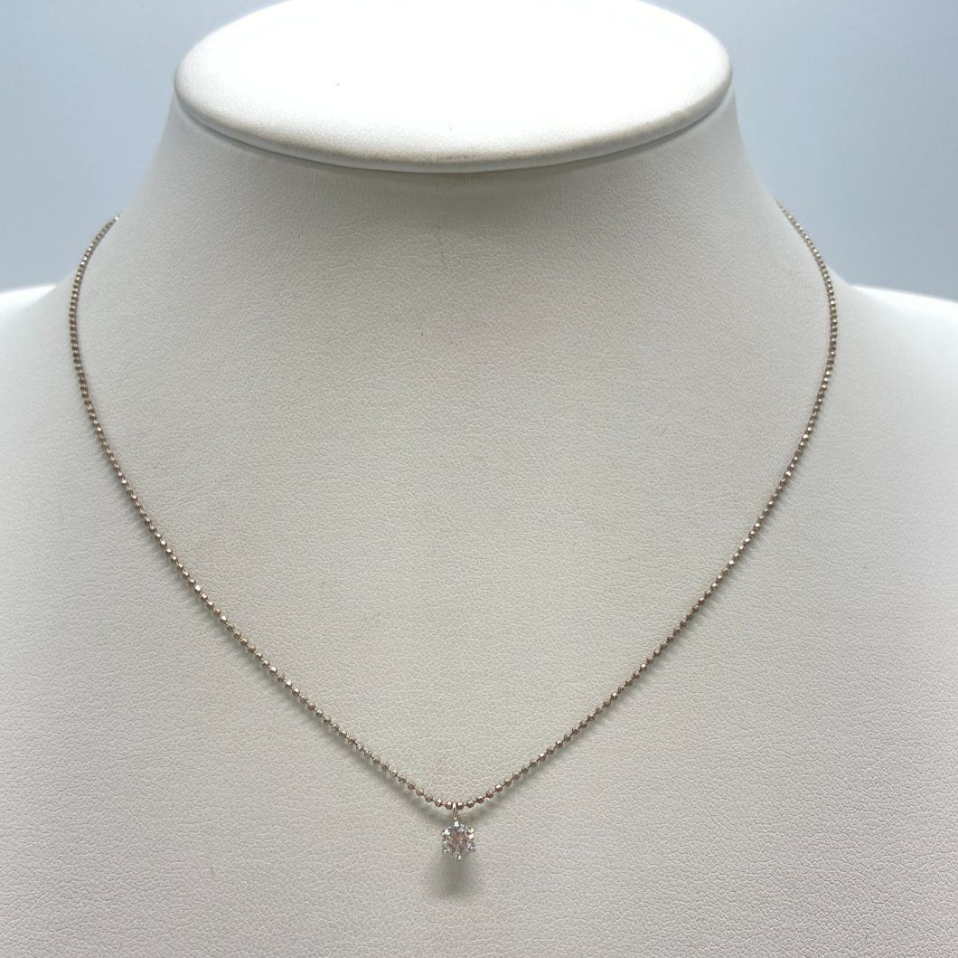 美品】プラチナ Pt1000 1粒ダイヤ0.2ct ✨ボールチェーンネックレス 