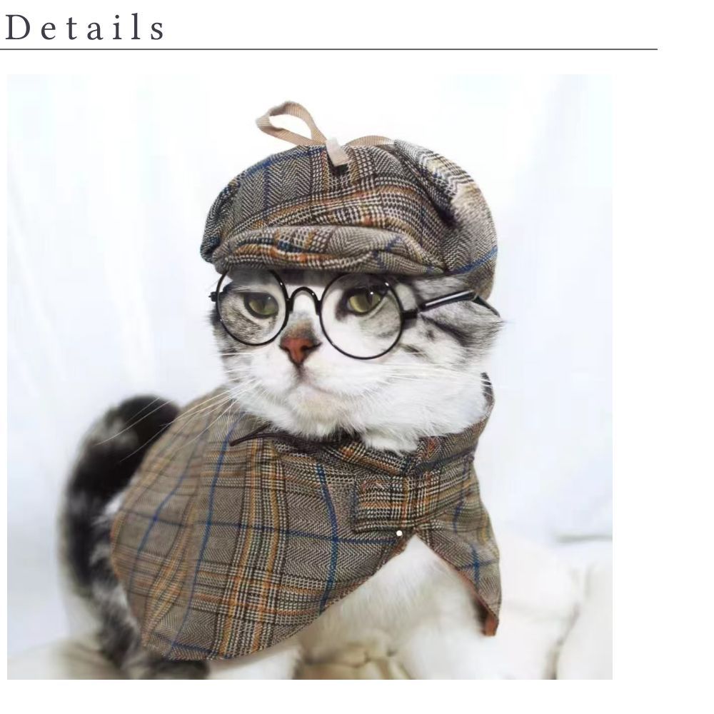 シャーロック ホームズ 探偵 風 ケープ マント 帽子 猫 犬 服 キャット