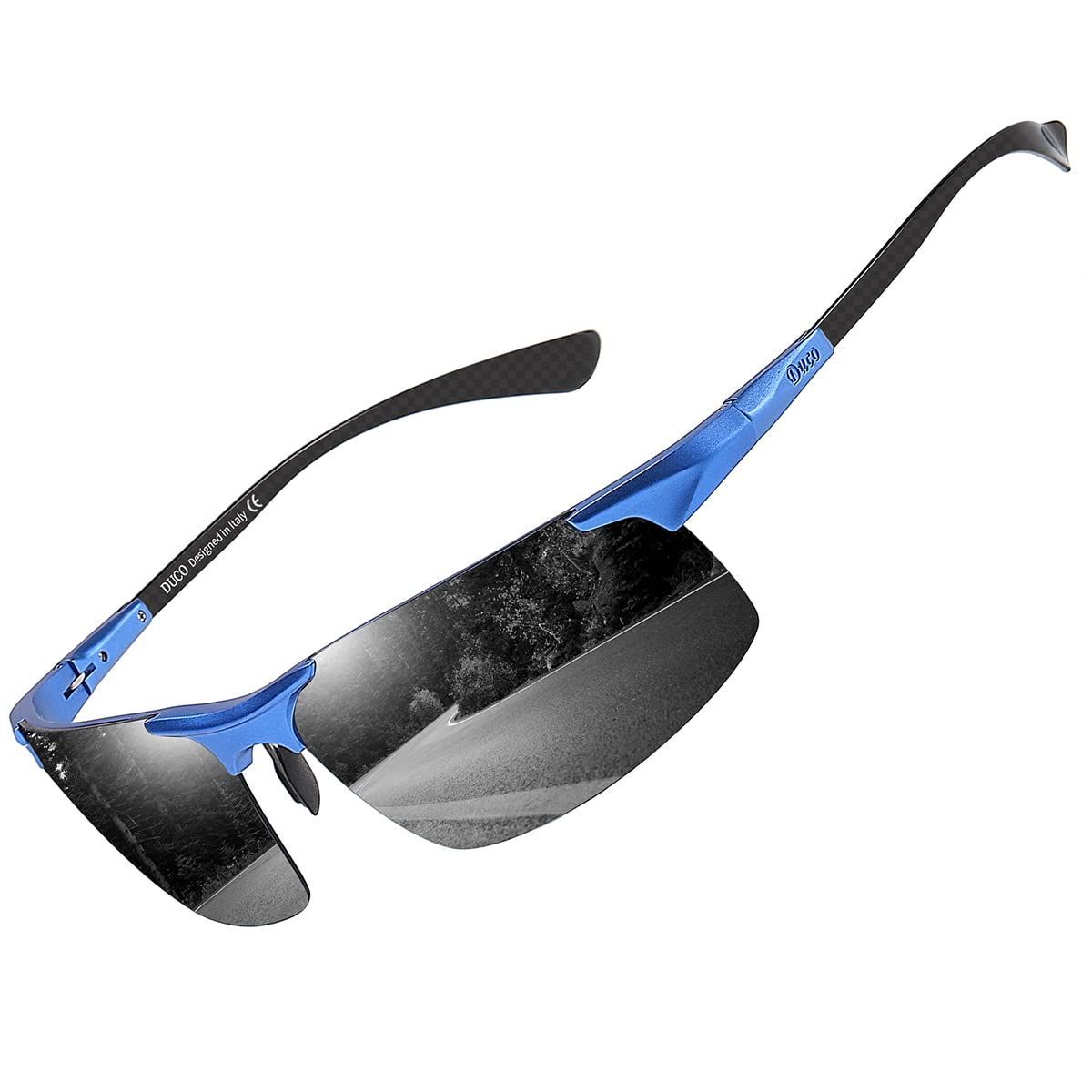 Color ブルー グレー DUCO サングラス メンズ 大きいサイズ 偏光 サングラス スポーツ UV400 へんこう さんぐらす 大きな顔に向け 炭素繊維素材 超軽量 運転 自転車 釣り ランニング ゴルフ用 8277