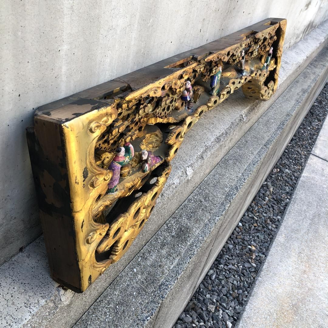 極彩色 金色 欄間 古美術 時代彫刻 建具部材 #842 極彩色 金色 欄間 古美術 時代彫刻 建具部材 #842 - メルカリ