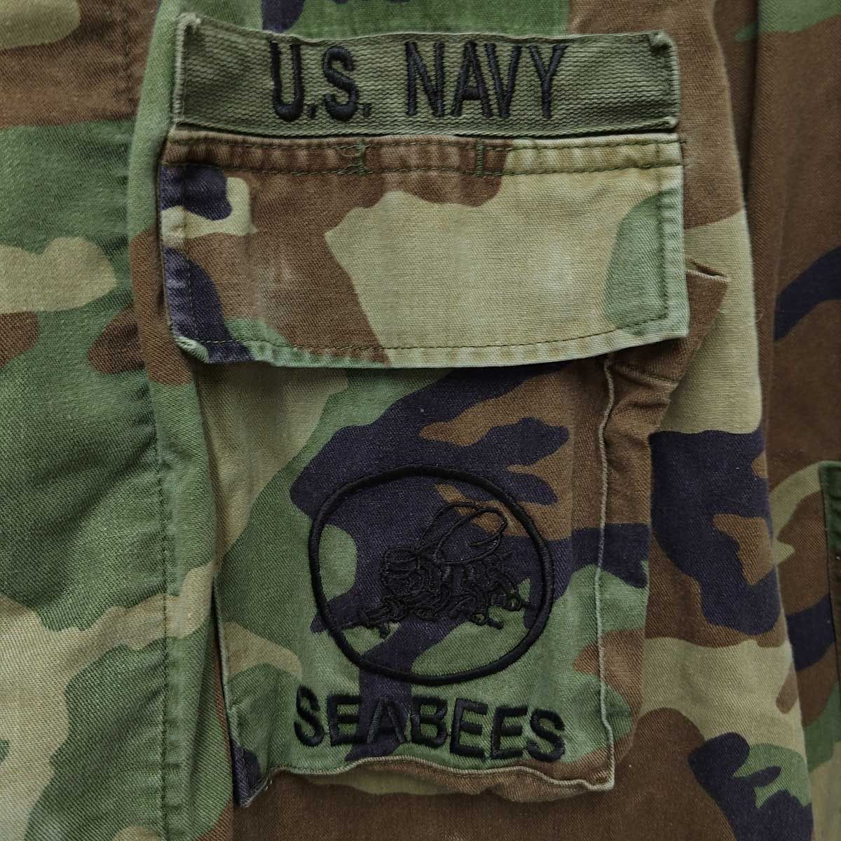 US NAVY SEABEES シービーズ ウッドランド 迷彩 BDUジャケット L-R 