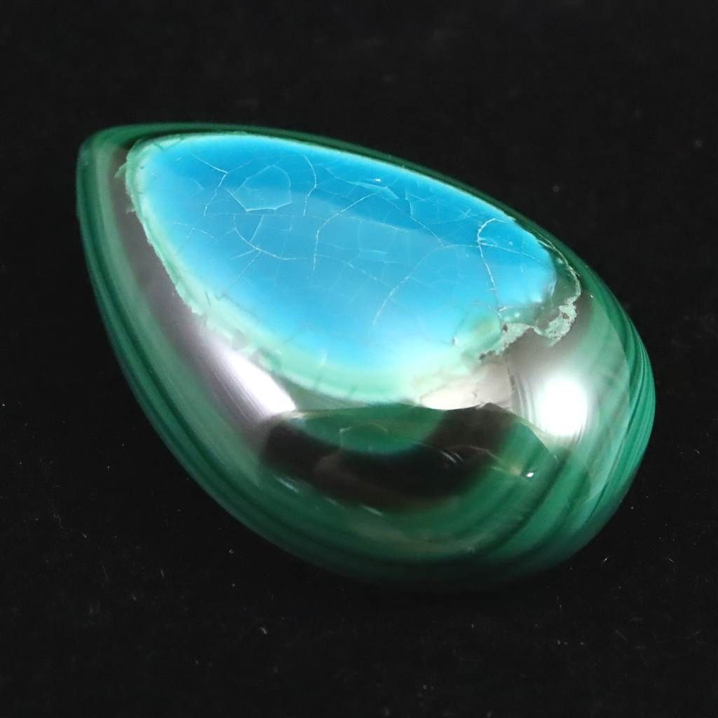 クリソコラインマラカイト 32mmペアシェイプ タンブル 12.9g 榎本通商93140