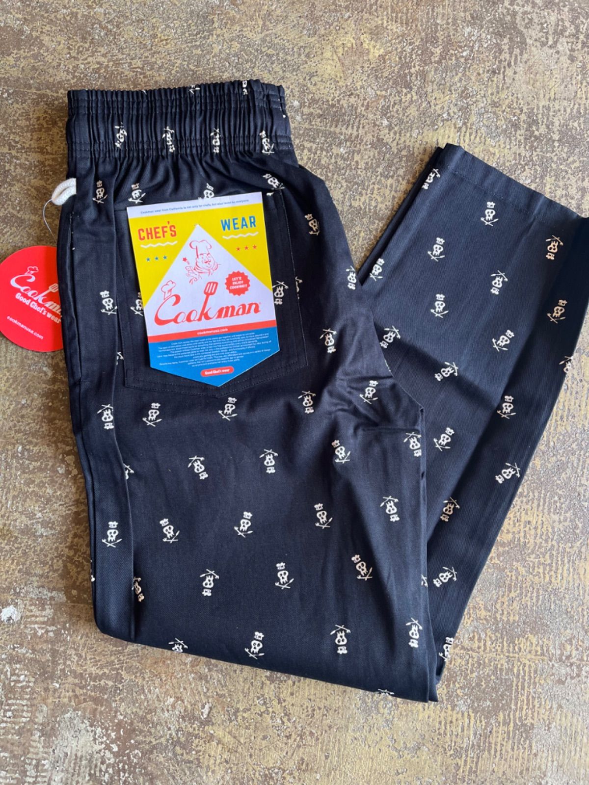 COOKMAN CHEF PANTS 新品 SKULL スカル BLACKブラック