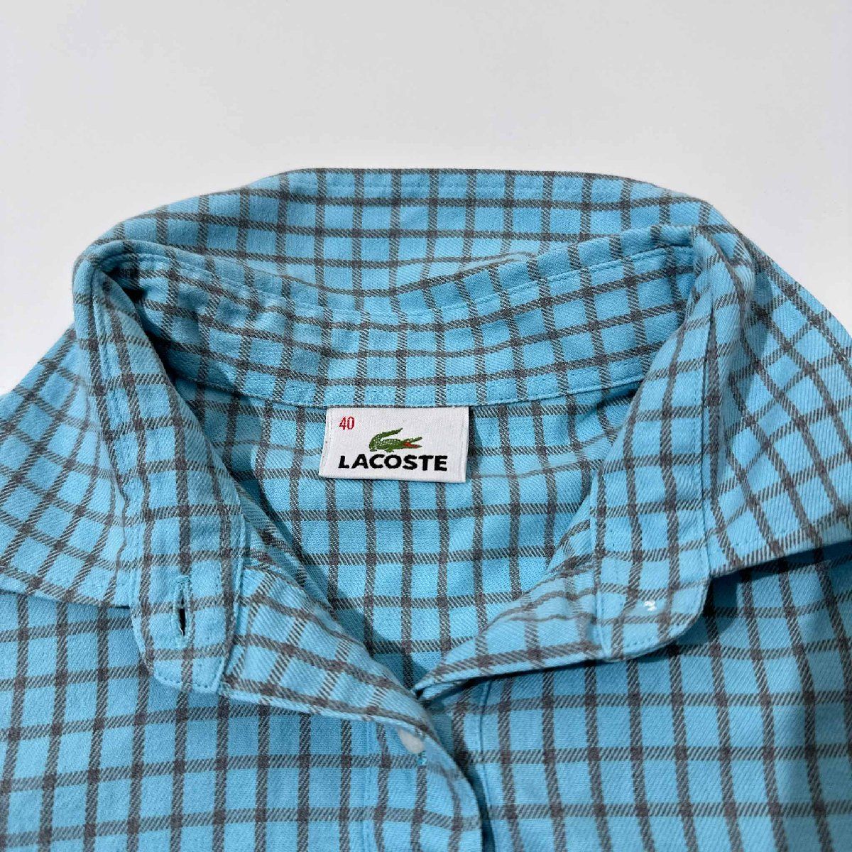 LACOSTE ラコステ チェック柄 長袖 プルオーバー シャツ サイズ 40 