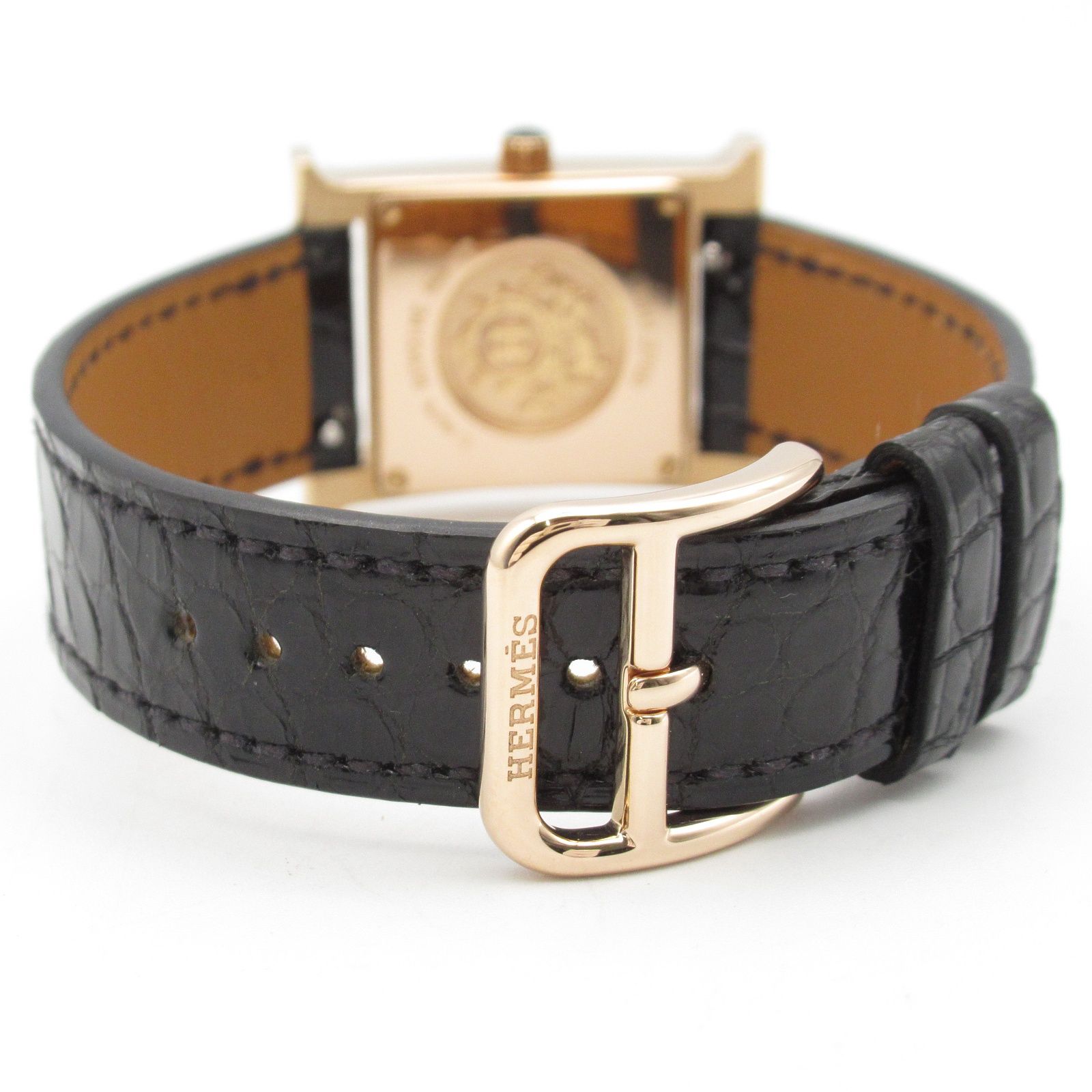 エルメス HERMES 腕時計 Hウォッチ PM HH1.270b ブラック K18PG  