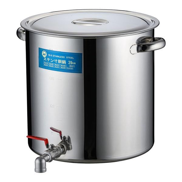 3営業日で発送 遠藤商事 ＳＡ１８－８蛇口付寸胴 目盛付 ３９ｃｍ ２０Ａ３ ４インチ EZV0304