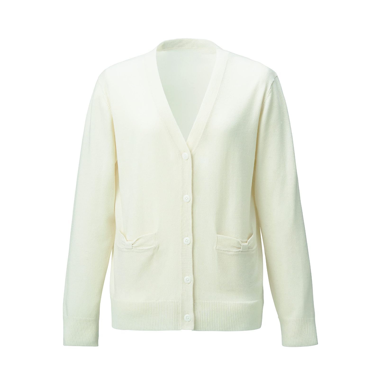 UNITED ARROWS スラブ ニット カーディガン メタルボタン 白 UNITED