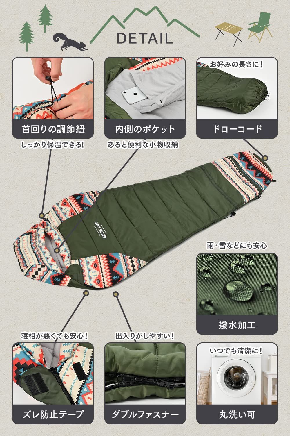 新品 【キャンプインストラクター推薦】NATURE LAND 寝袋 シュラフ コンパクト 毛布生地仕様 オールシーズン キャンプ アウトドア 防災  セール 防災グッズ 楽天市場】キャンプインストラクター推薦NATURE LAND 寝袋