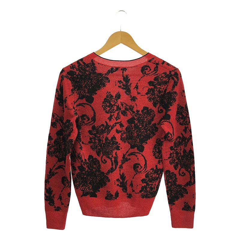 【美品】  DRIES VAN NOTEN / ドリスヴァンノッテン | 2020SS | × CHRISTIAN LACROIX ゴブラン柄 グリッター ニット | S | ブラック/レッド | レディース 美品】 DRIES VAN NOTEN / ドリスヴァンノッテン | 2020SS