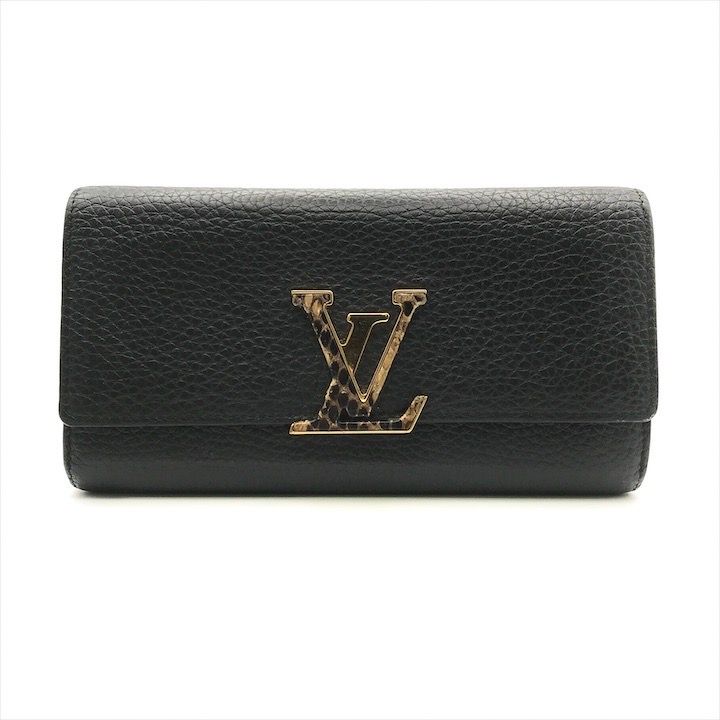 良品 LOUIS VUITTON ポルトフォイユ カプシーヌ パイソン 長財布 