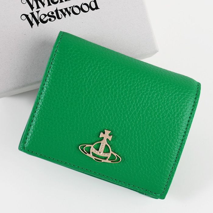 Vivienne Westwood 長財布 ギンガムチェック グリーン×ゴールド