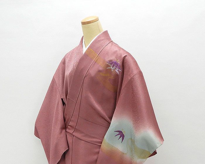 9-6 単衣 訪問着 刺繍 友禅 単衣 訪問着 新品 仕立て上がり 正絹 単衣 貝紫友禅 刺繍鴛笹