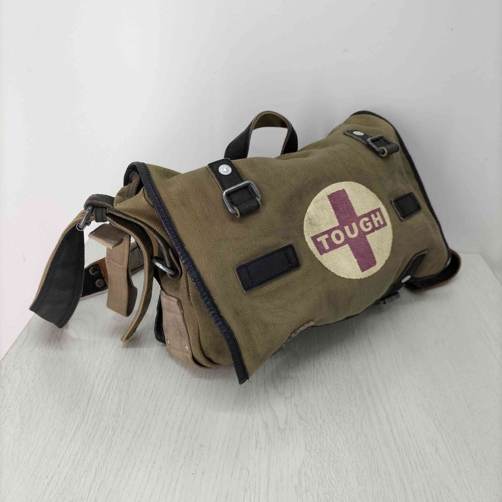 タフジーンズスミス TOUGH Jeansmith キャンバス×レザー コンビ ミリタリー ショルダーバッグ メンズ ONE SIZE