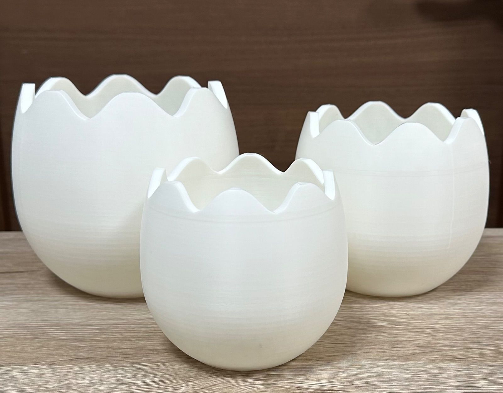 卵形 3dプリンター鉢 3号 3.5号 4号 8個セット ホワイト