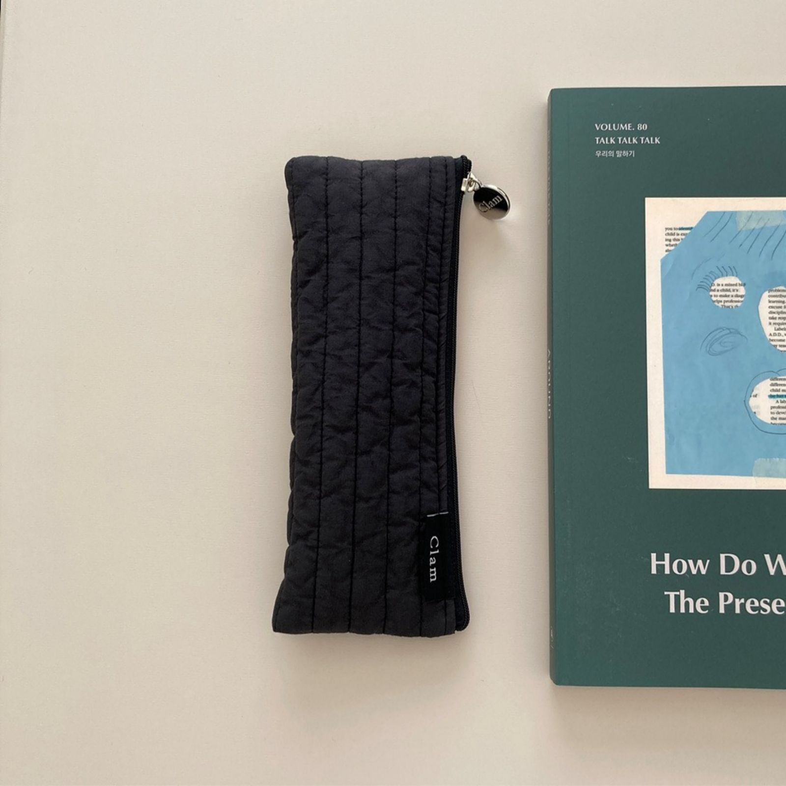 完璧主義 Clam】ペンケース flat pencilcase_Soft black □ 韓国 人気 机上用品・文具収納
