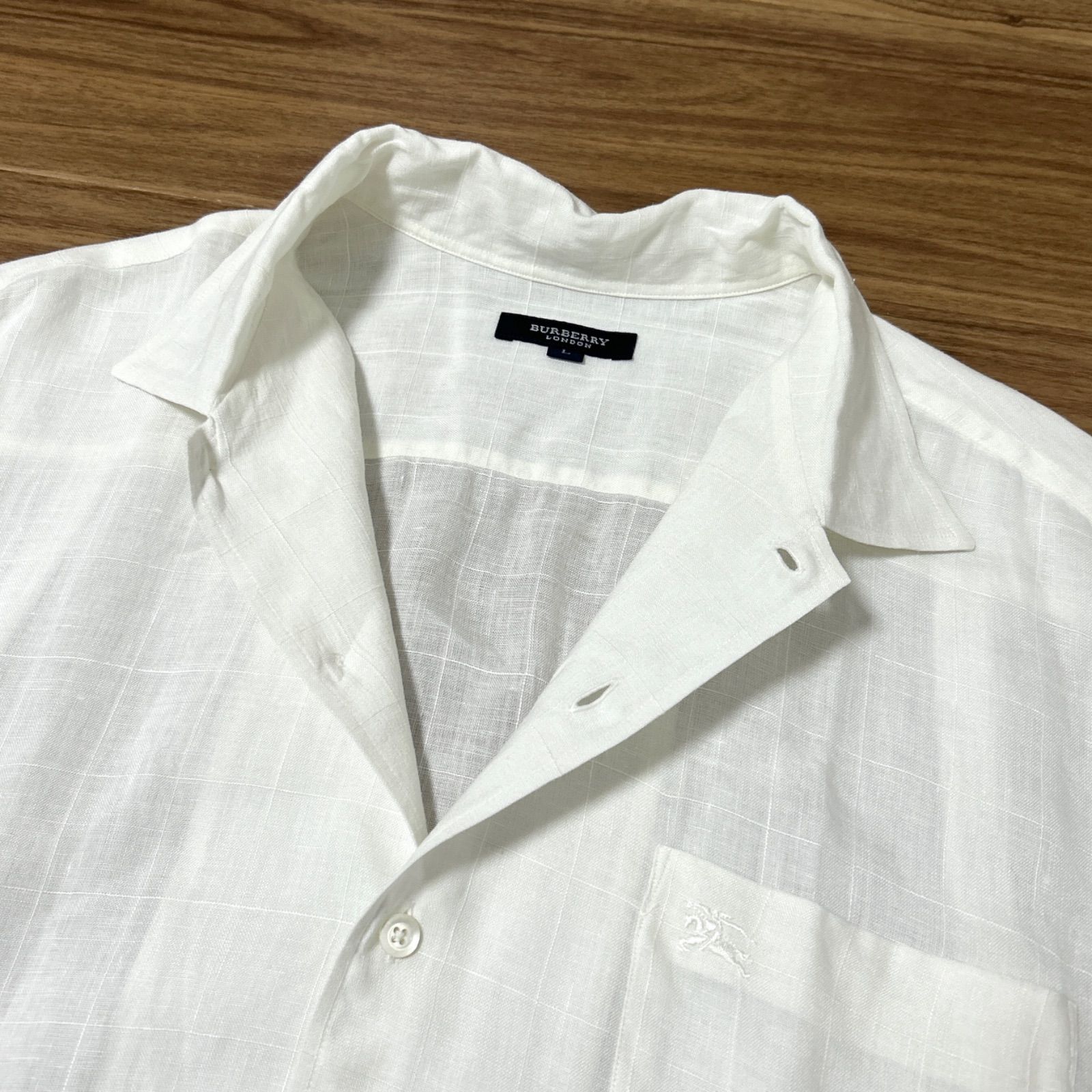 BURBERRY LONDON バーバリー ロンドン メンズ 半袖シャツ M リネン 麻 