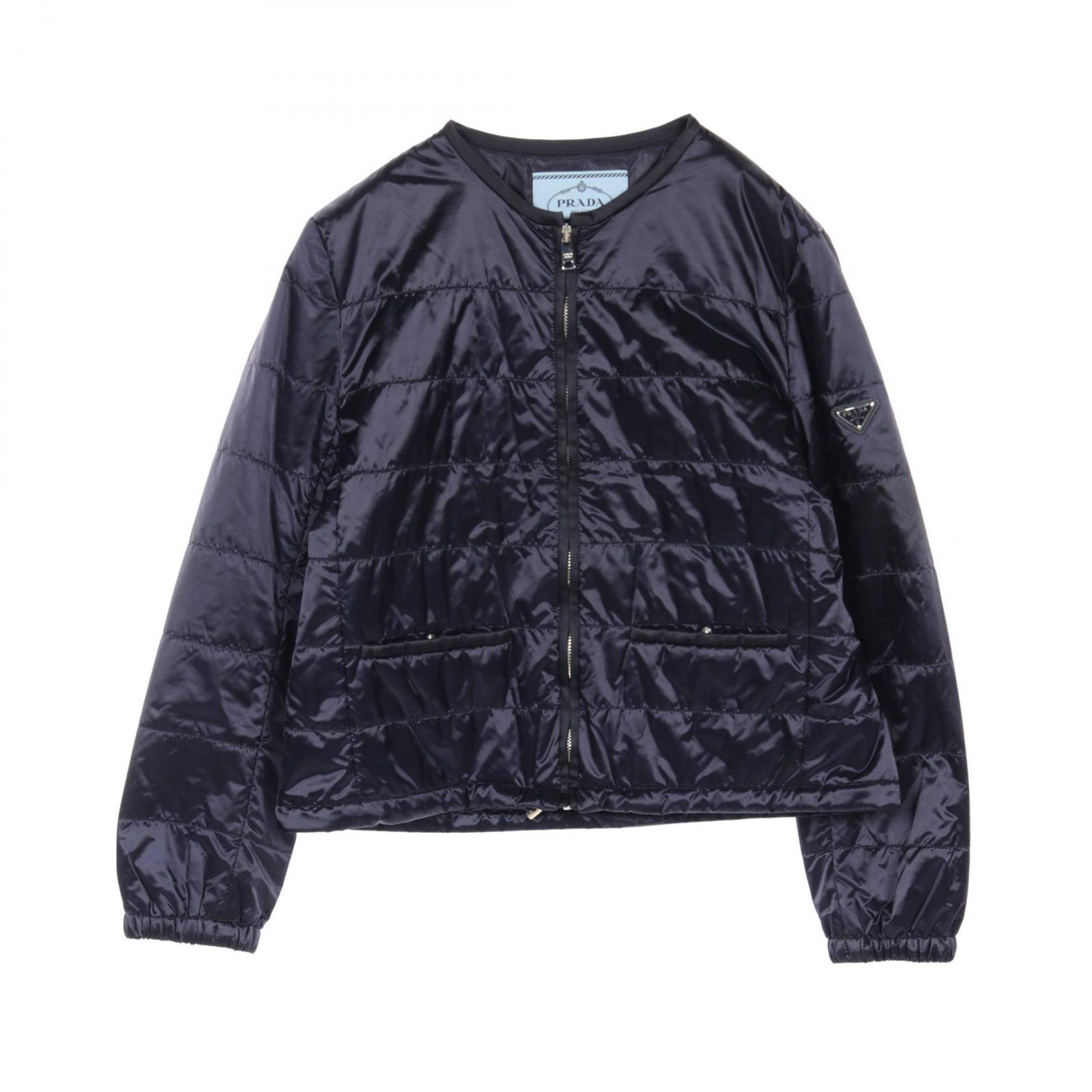 プラダ PRADA その他ジャケット 290510 ネイビー ナイロン ノーカラー 