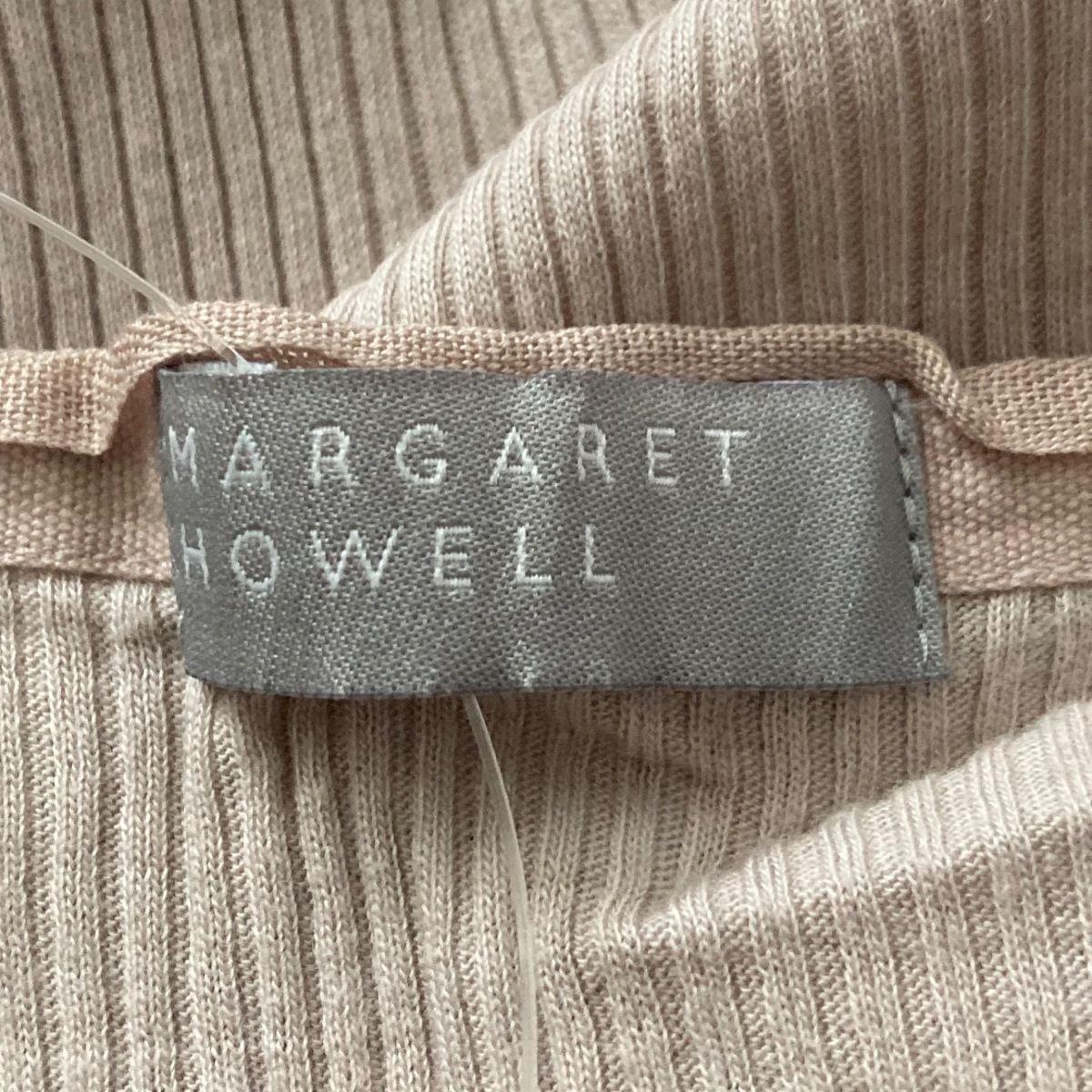 MargaretHowell(マーガレットハウエル) 長袖カットソー レディース美品  - ピンクベージュ Vネック