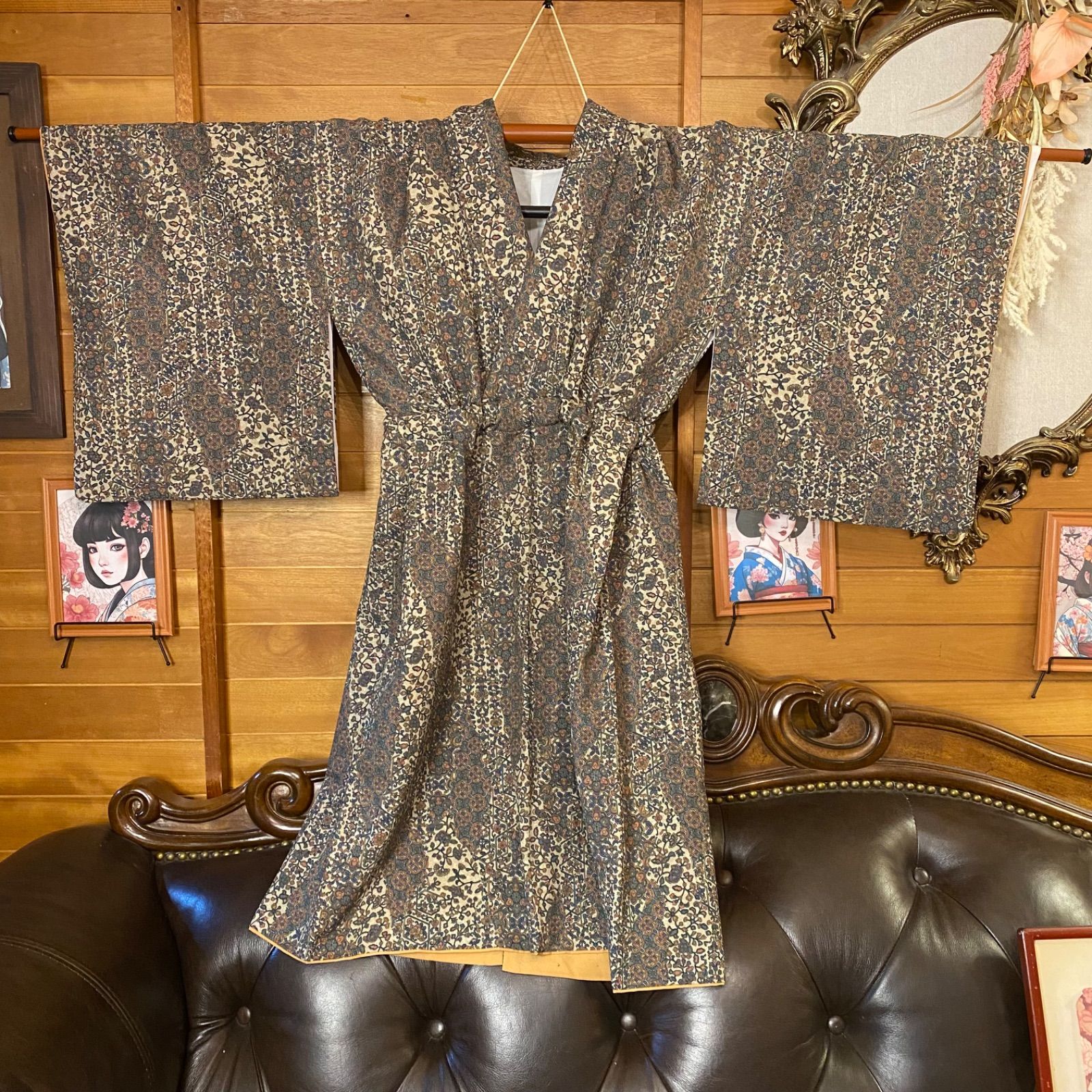 着物 リメイク ミニミディ ワンピース ドレス 洗える 化繊 名古屋帯  