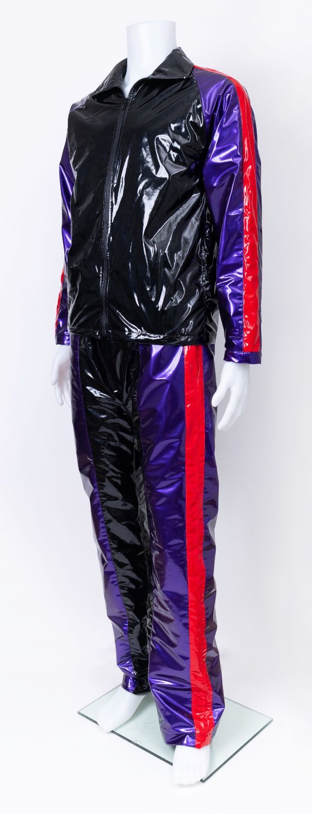 新作☆黒と赤、紫の配色がお洒落なエナメルジャージ上下セット
