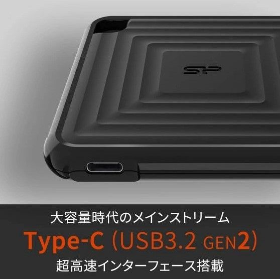 未開封 Silicon Power 外付けSSD 960GB PC60 SP960GBPSDPC60CK USB3.2 Gen2 Type-C 小型 軽量 耐衝撃 Mac Windows対応 高速ポータブルSSD