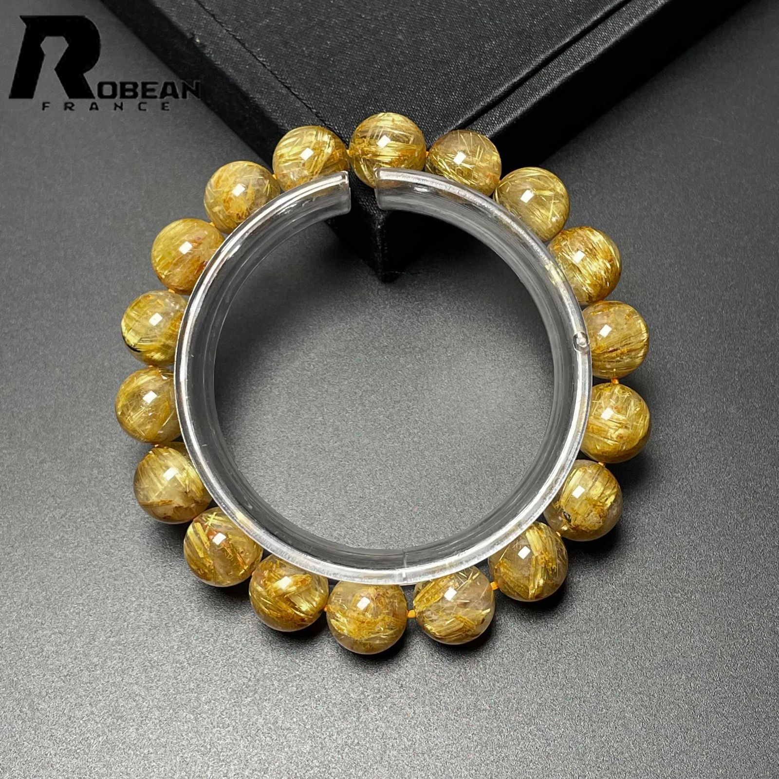 絶賛 EU製 定価21万円 ROBEAN ! 満針ルチルクォーツ ブレスレット パワーストーン 天然石 金運 お守り ギフト プレゼント 11.3-11.7mm M0428088