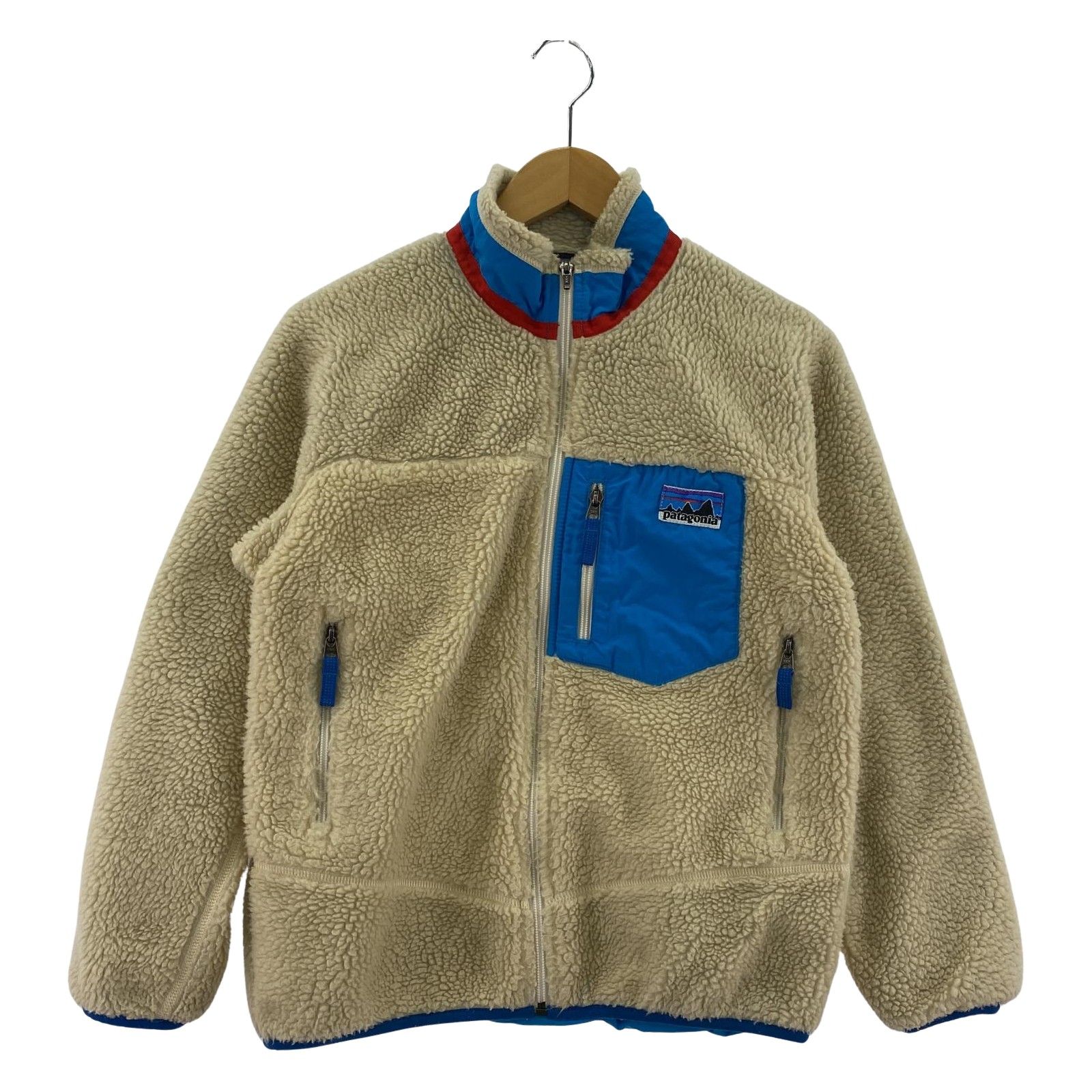 Patagonia パタゴニア ボア　ジップアップジャケット sizeKIDS L(12)/オフホワイト×ライトブルー