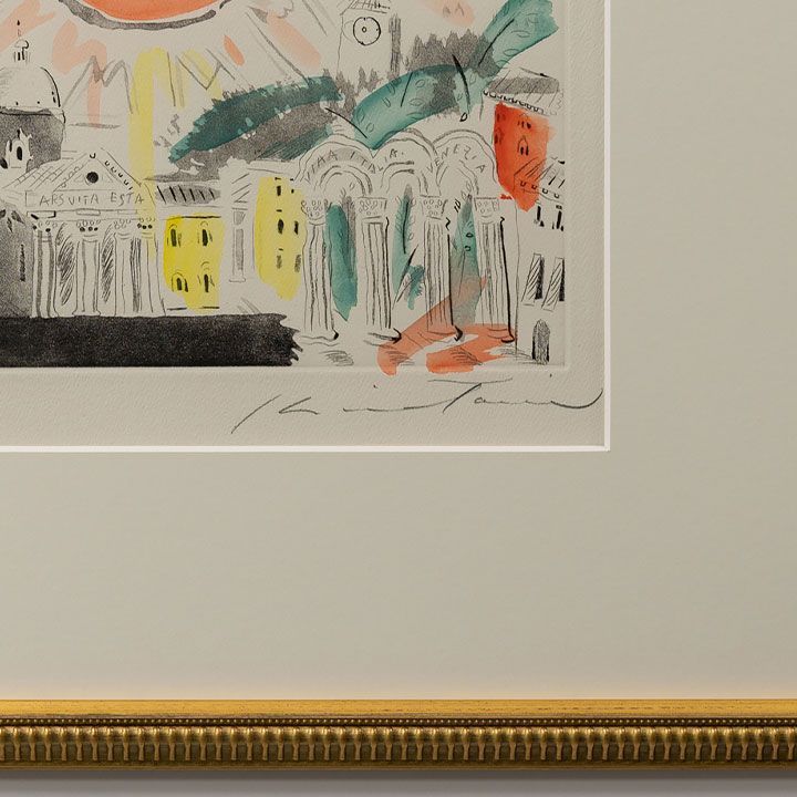 NO58. 絹谷幸二 作品名不明 版画 風景画 額付き 箱あり 絵画