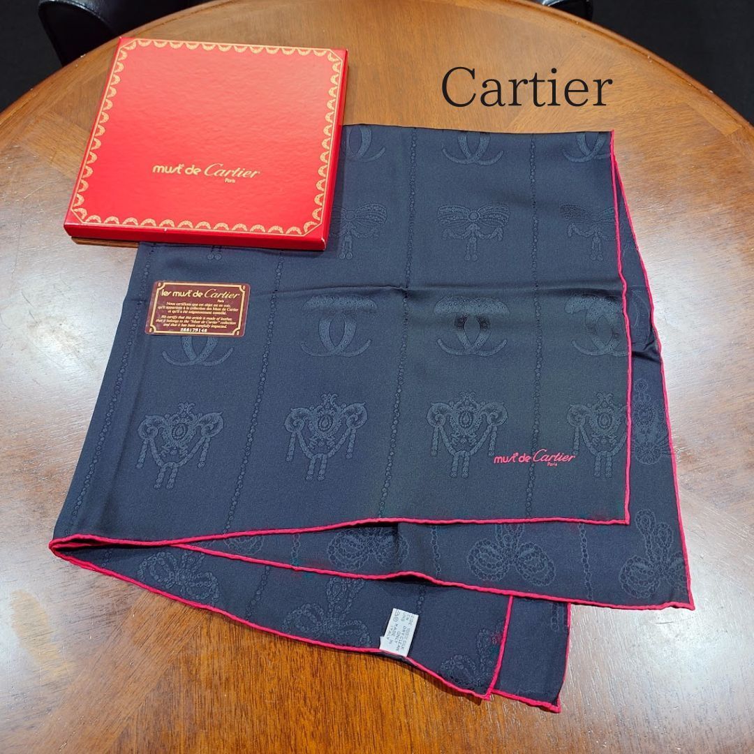 Cartier カルティエ シルクスカーフ must de Cartier Cartier カルティエ マストライン シルク スカーフ must de