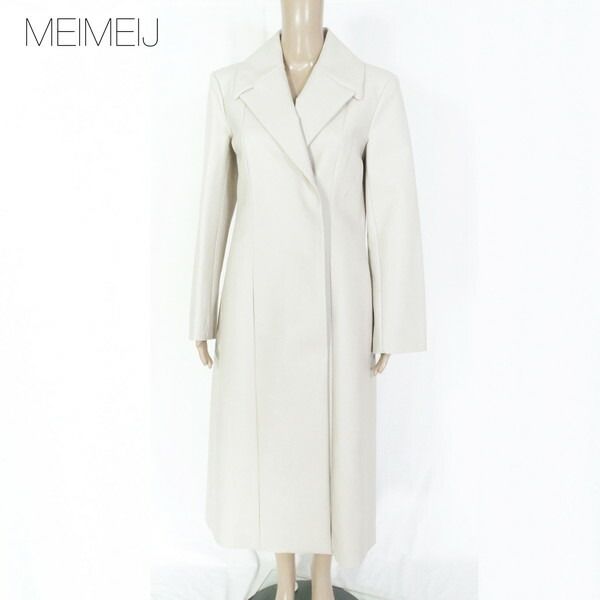 80 OFF メイメイジェイ MEIMEI J コート 40 ECO151 Mサイズ オフベージュ レディース ロングコート レザー調 アウター イタリア製