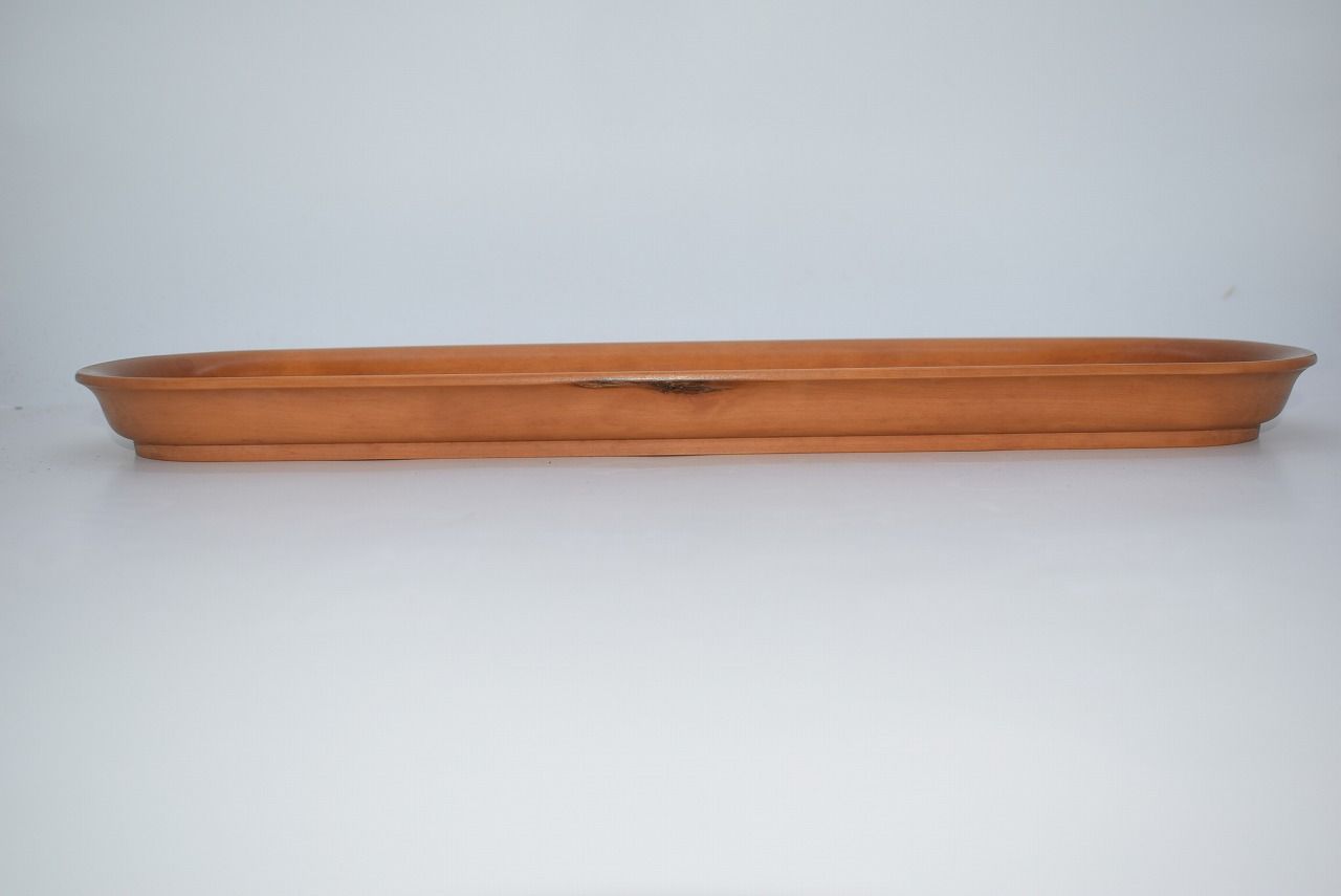 煎茶道具 一文字盆 黄楊 2 松泉 作 34-9156-02