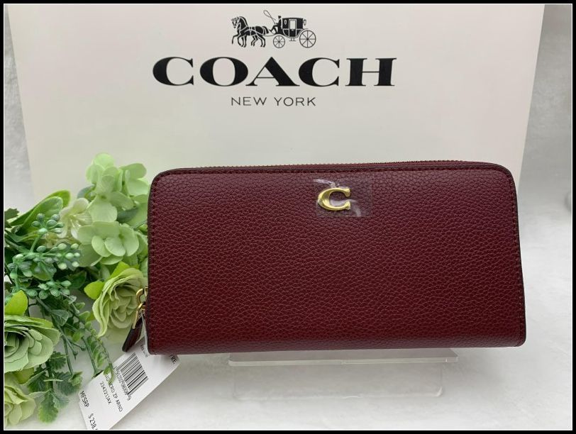 COACH 長財布 コーチ 財布 レディース レザー パープル系 ディープ ベリー アコーディオン ウォレット プレゼント 贈り物 ギフト ラウンドファスナー ロング ジップ ファッション ブランド 誕生日 記念品 新品 未使用  CC489 C071Z-X1