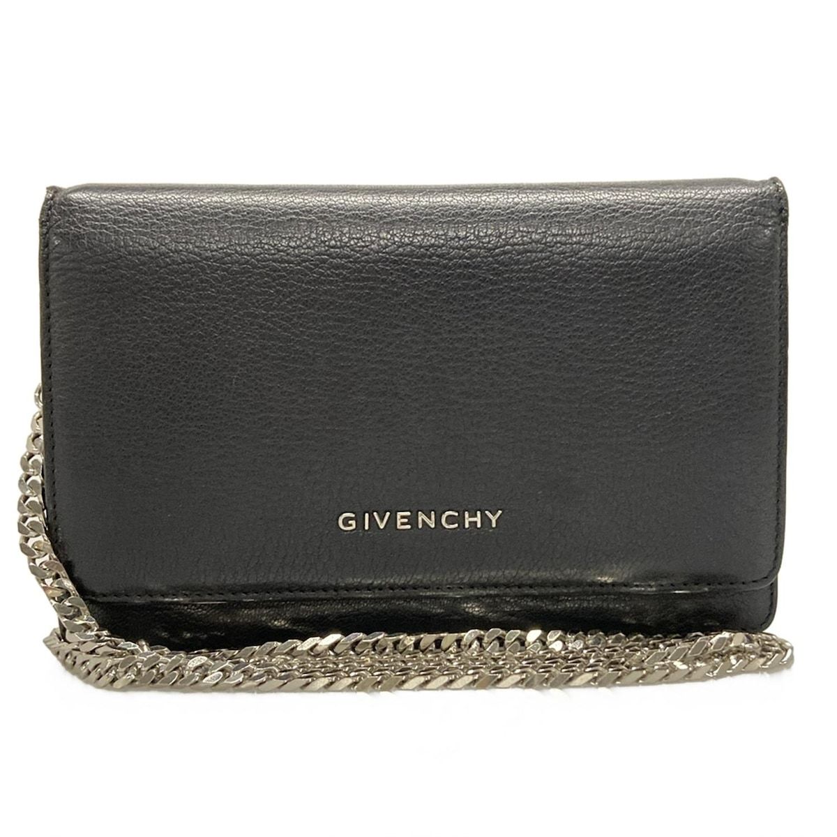 GIVENCHY ジバンシー 財布 黒 チェーンショルダーウォレット レザー