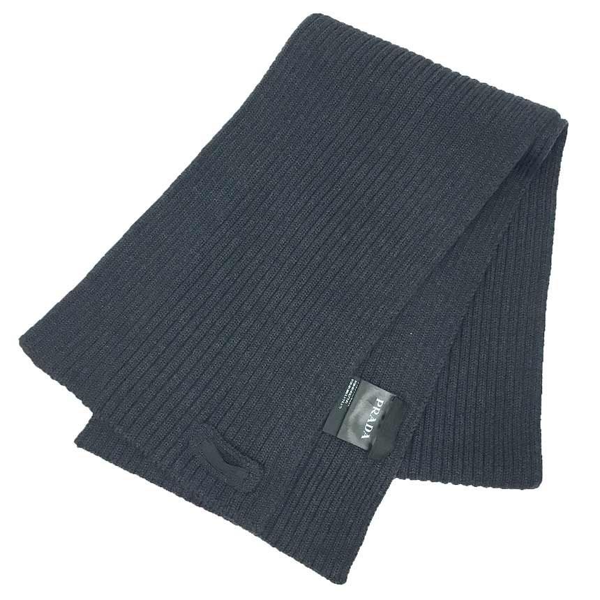 PRADA ウール混紡マフラー グレー PRADA プラダ マフラー グレー ウール ニットマフラー aq11543 PRADA
