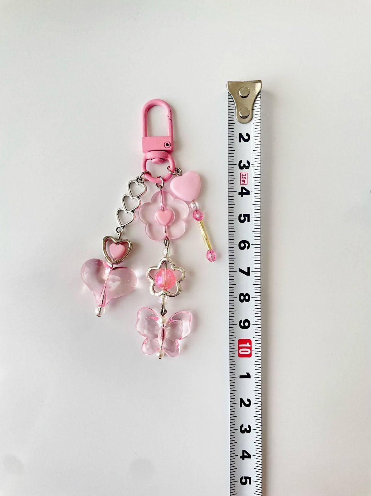 ビーズキーホルダー＊紫＊ハートステッキ - メルカリ