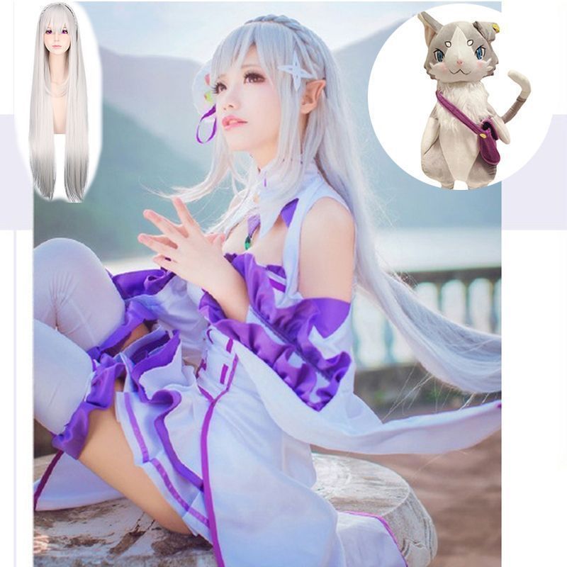 エミリア コスプレ 衣装 Re ゼロから始める異世界生活 エミリア Emilia 風 メイド衣装 和服 着物 学園祭 仮-A