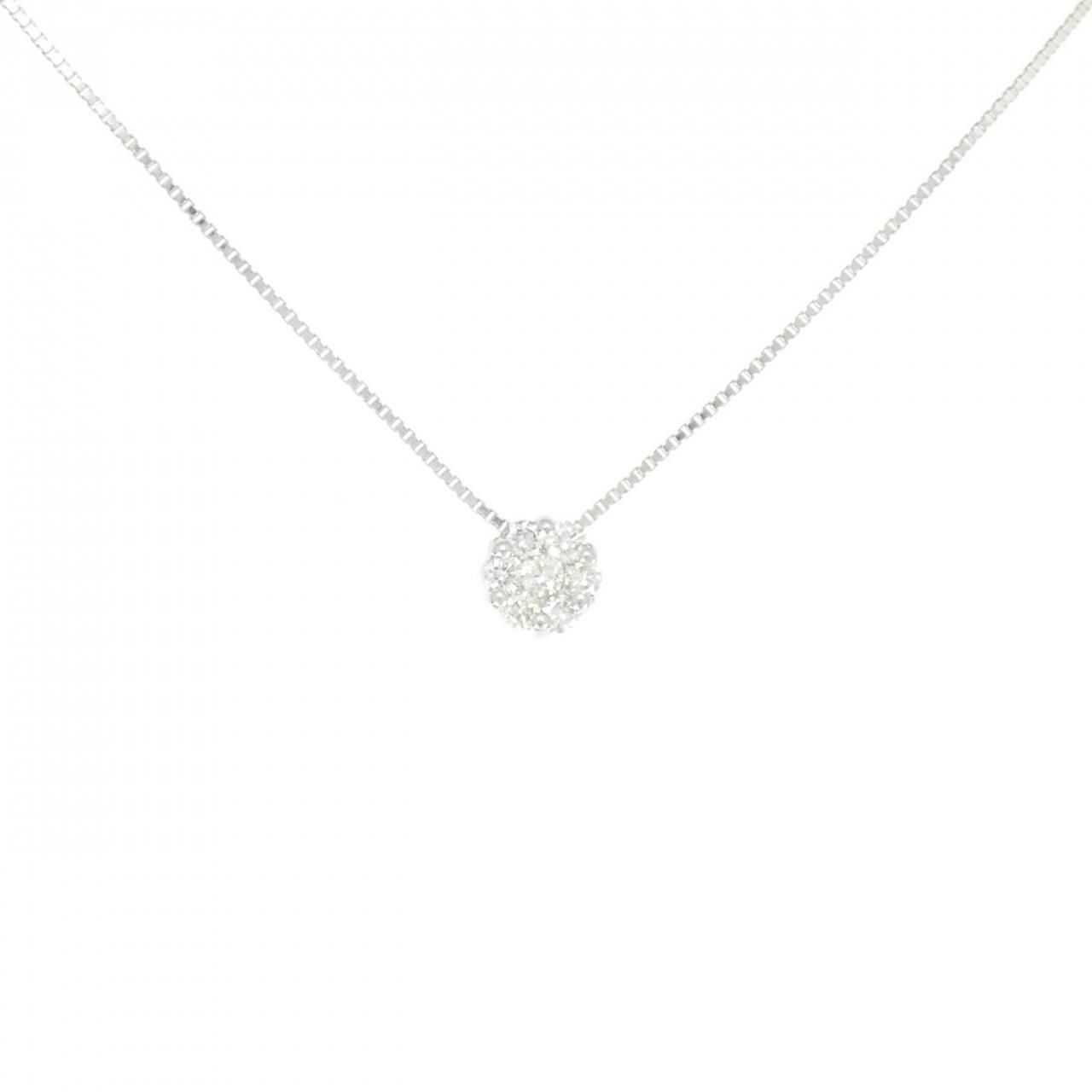 K18WG フラワー ダイヤモンド ネックレス 0.22CT