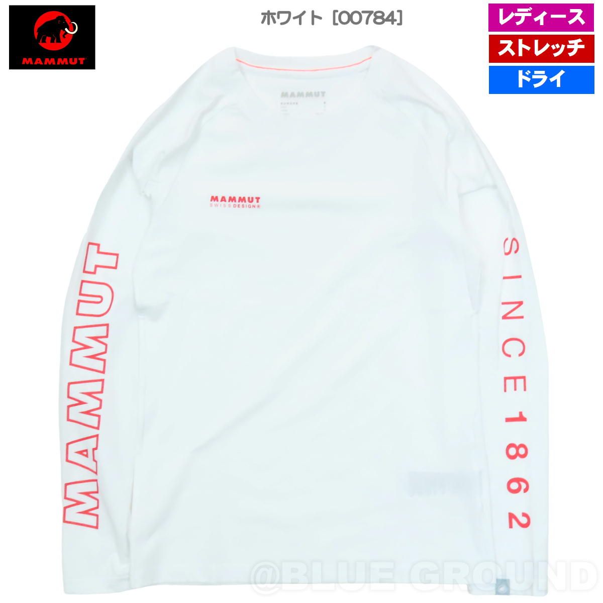 マムート | QD ロゴ プリント LSTシャツ AF レディース ホワイト 00784 S 日本サイズM