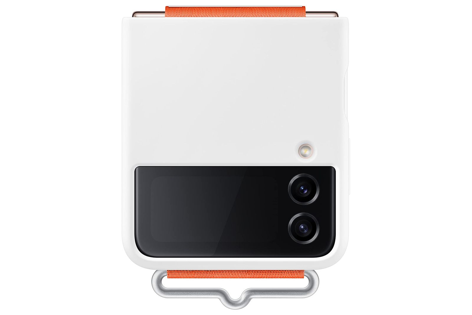 SAMSUNG Galaxy Z Flip 4 シリコンストラップカバー、フィンガーグリップ付き保護フォンケース、マット仕上げ、柔らかい表面、ハンドヘルドデザイン、米国版、ホワイト [ホワイト] [ストラップ]