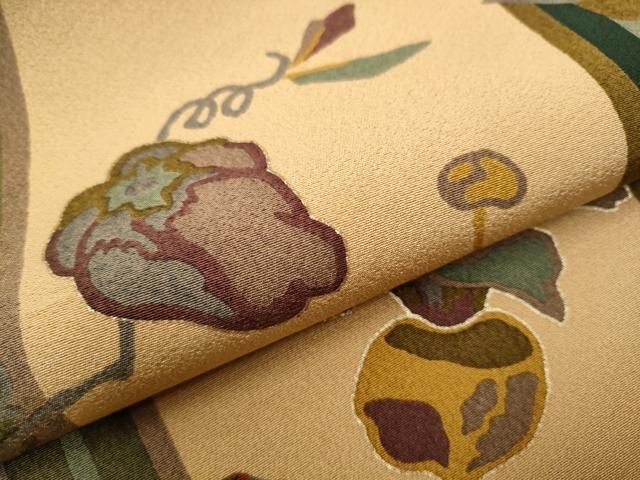 平和屋着物○全通柄 九寸名古屋帯 成物 金彩 正絹 逸品